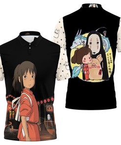 Studio Ghibli Fan Polo Shirt with Chihiro Ogino No Face Design