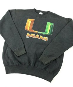 Style 90S University Of Miami Crewneck Black Chest Print T-Shirt, Sweatshirt, And Pullover Hoodie Reprinted
