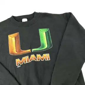Style 90S University Of Miami Crewneck Black Chest Print T-Shirt, Sweatshirt, And Pullover Hoodie Reprinted - Image 2