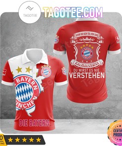 Style and Comfort Meet with Bayern Munich's Red and White Scratch Verstehen Polo Shirt.
