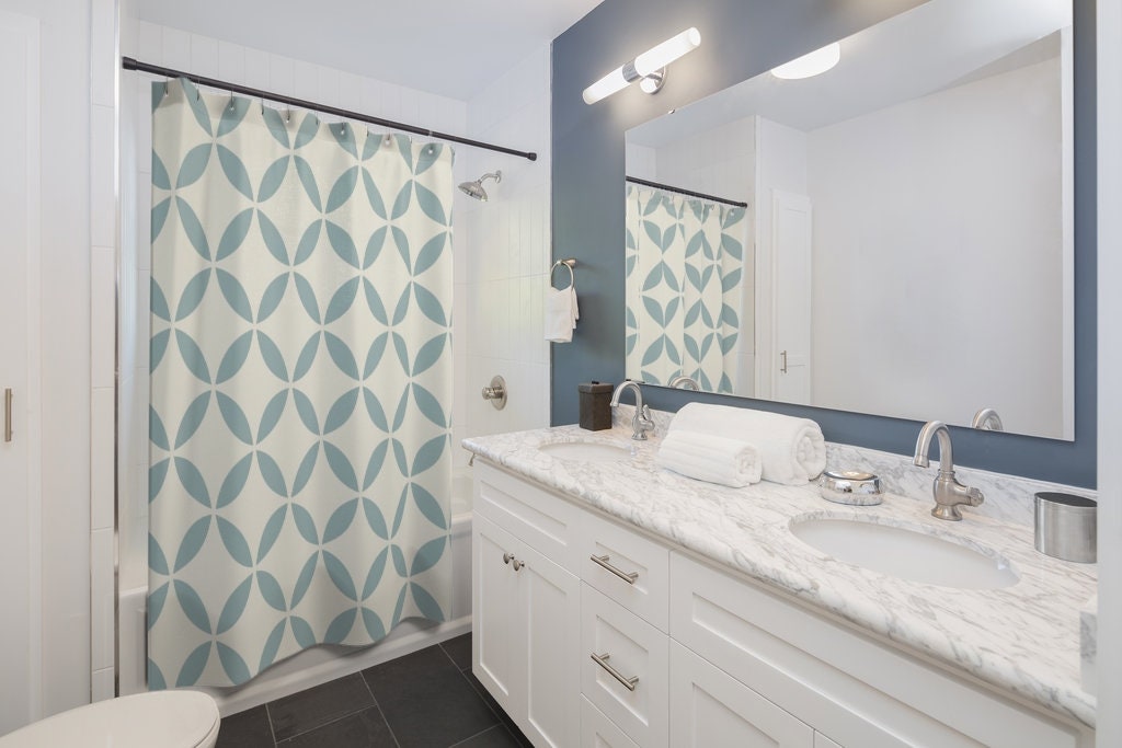 Stylish Contemporary Geometric Shower Curtain for a Modern Bathroom, 71 x 71 inch Curtain - Image 2