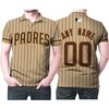 Stylish Polo Shirt for San Diego Padres Fans with 00 Any Name Mlb 2020 Light Brown Stripe Jersey Inspired