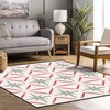 Stylized Boho Non-Skid Area Rug with Retro Christmas Mid Century Vintage Theme for Living Room