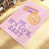 Sugar Pink 70s Retro Trippy Rug - Preppy Room Decor Abstract Groovy Rug, Cute Hippie Rug with Non-Slip Bathroom