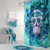 Sugar Skull Butterflies Shower Curtain Set with Teal Towels