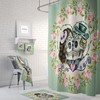 Sugar Skull Couple Shower Curtain with Green Skull Bathroom Decor and Kissing Skulls design