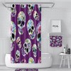 Sugar Skull Day of the Dead Purple Floral Shower Curtain - Mysterious Bath Curtain Bathroom Decor