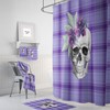 Sugar Skull Purple Shower Curtain with Day of the Dead Bath Mat and Towels