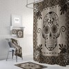 Sugar Skull Red Bath Set, Day Of The Dead Bathroom Decor with Restroom Shower Curtains Decorative