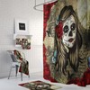 Sugar Skull Red Rose La Rosa Bath Set, Day Of The Dead Bathroom Decor with Restroom Shower Curtains Decorative