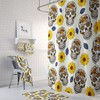 Sugar Skull Sunflower Print Shower Curtain, Optional Towels and Bath Mat