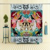 Sugar Skull and Crackled Floral Crows Skulls Shower Curtain - Dark Bath Curtain with Matching Towels