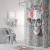 Sugar Skull and Day of the Dead Floral Shower Curtain - Spooky Bath Curtain with Lace-Tech Bath Mat Bathroom Decor