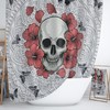 Sugar Skull and Poppies Floral Shower Curtain - Gothic Bath Curtain with Skull