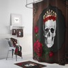 Sugar Skulls Day Of The Dead Red Rose King Shower Curtain Set for a Romantic Bathroom Theme