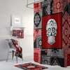 Sugar Skulls Day Of The Dead Shower Curtain Set with Bath Mat and Towels in Black and Red