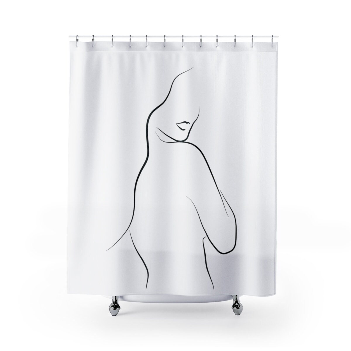 Sultry and Sexy Lady Shower Curtain with Feminine Nude Line Art Design for Fun and Flirty Bathroom Decor - Image 3