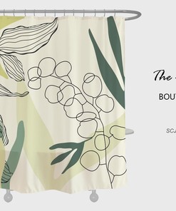 Summer Art Leaf Waterproof Shower Curtain | Bath Curtain with Hooks | Customized for Home Decor + Quotes