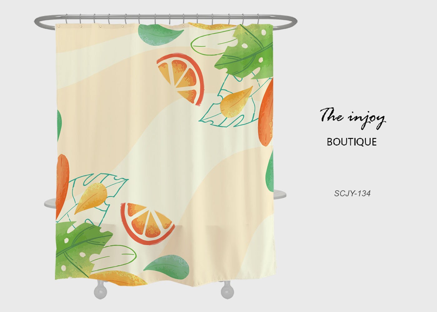 Summer Orange Disney Shower Curtain with Hooks, Simple Fruit Bathroom Bathtubs Home Decor