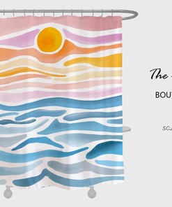 Summer Sea Colorful Art Wave Shower Curtain | Relax Time Waterproof Curtain + Hooks