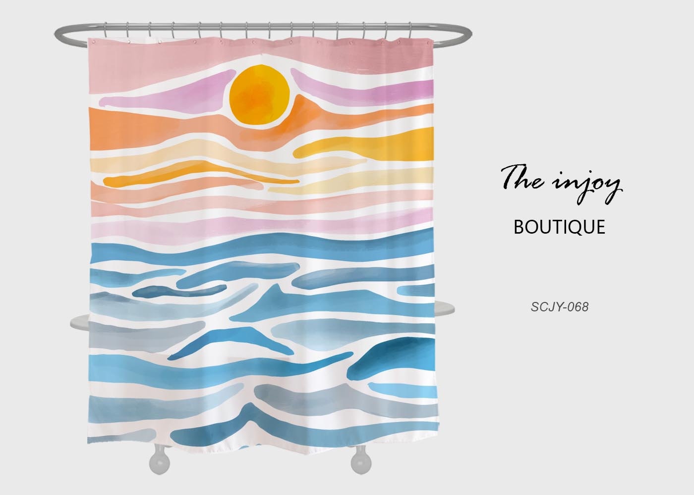 Summer Sea Colorful Art Wave Shower Curtain | Relax Time Waterproof Curtain + Hooks