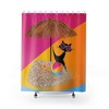 Summer Vibes Retro Mid Mod Shower Curtain with Tiki Umbrella, Atomic Mod Cat, Groovy Beach Ball