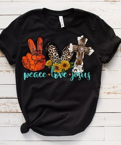 Sunflower Cross Peace Love Jesus T-Shirt - Sublimation Tee Design
