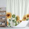 Sunflowers Floral Shower Curtain | Yellow and Beige Bath Curtain | Waterproof Fabric | Home Bathroom Sunflower Decor