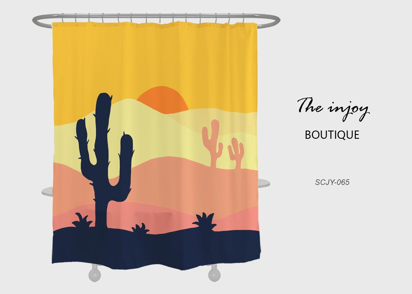 Sunset Forest Cactus Disney Shower Curtain Perfect for a Touch of Summer Vibes, Extra Thick Waterproof