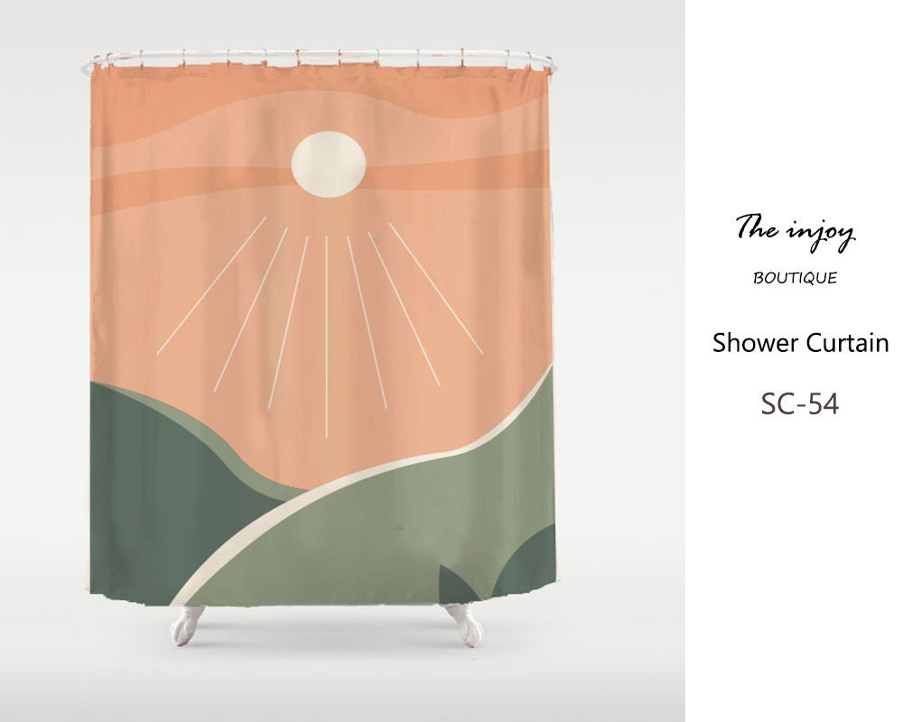 Sunshine Orange Sky Mountain Disney Shower Curtain, Extra Heavy and Waterproof with Custom Sizes for a Cheerful Morning