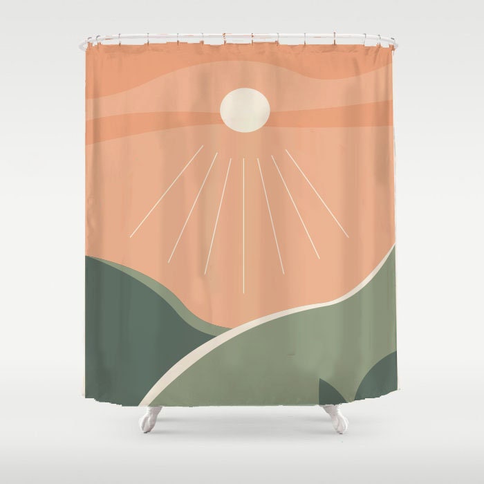 Sunshine Orange Sky Mountain Disney Shower Curtain, Extra Heavy and Waterproof with Custom Sizes for a Cheerful Morning - Image 3