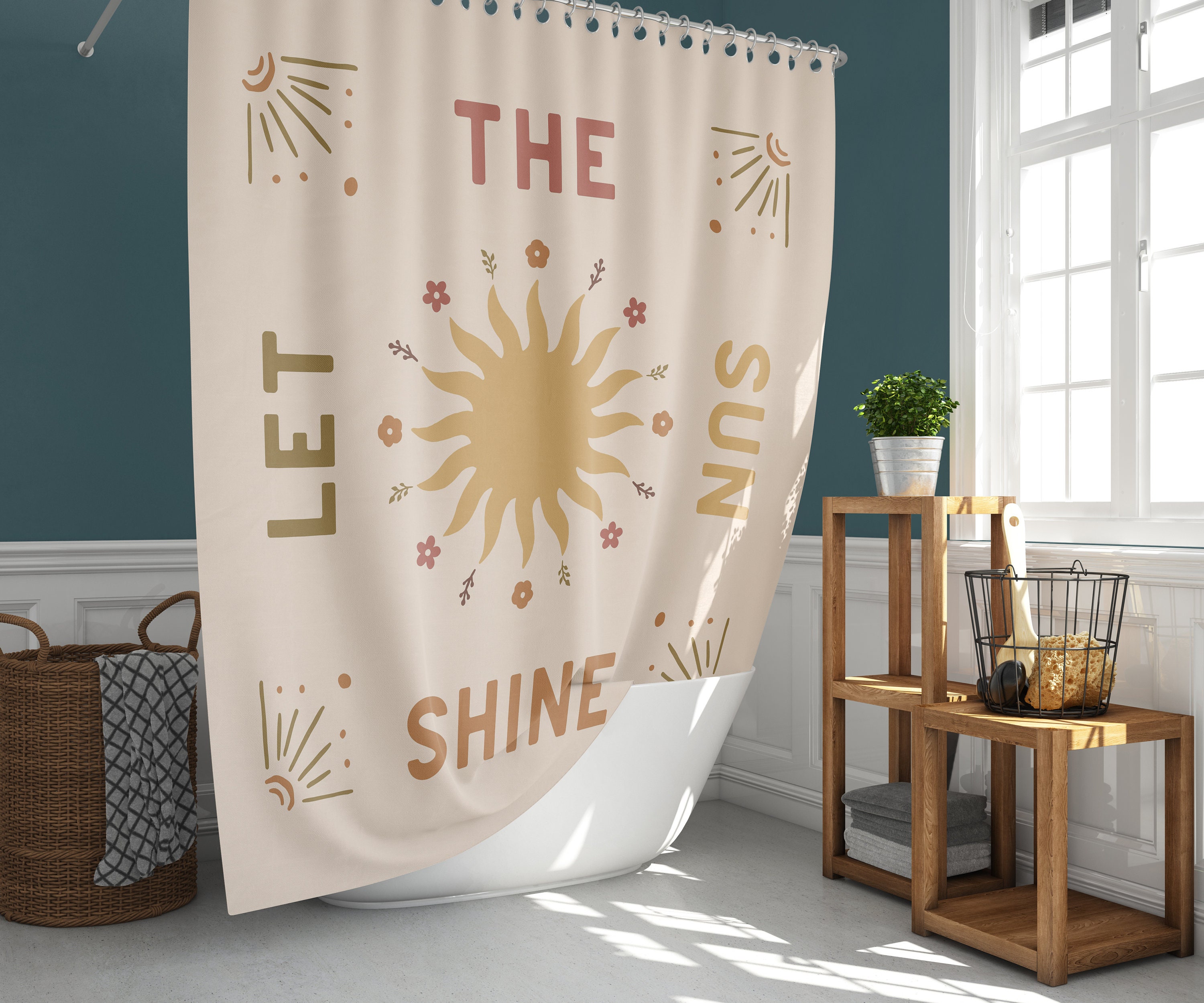 Sunshine Quote Shower Curtain | Morning Sunrise | Home Bathroom Decor | Inspirational Theme | House Warming Gift