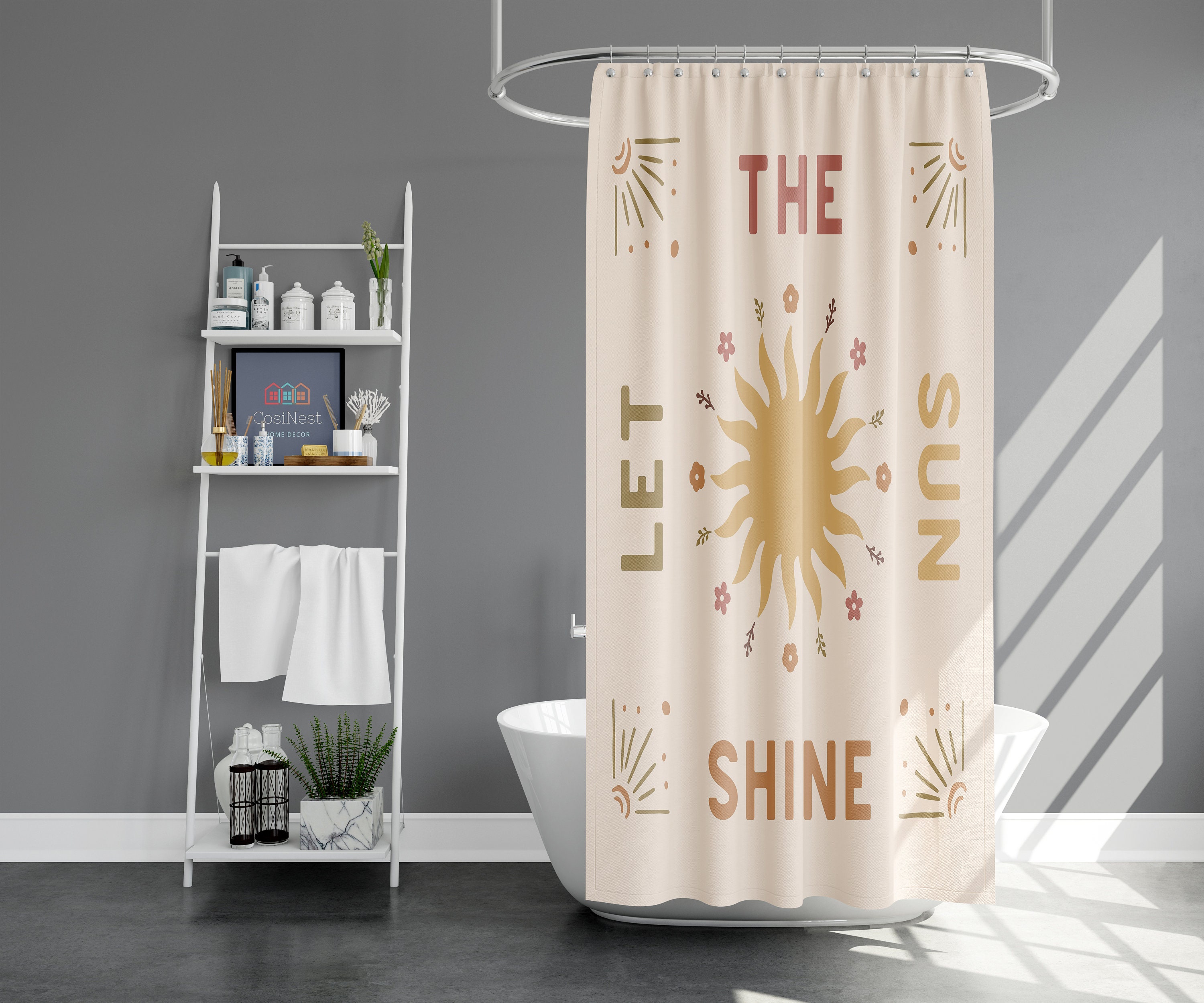 Sunshine Quote Shower Curtain | Morning Sunrise | Home Bathroom Decor | Inspirational Theme | House Warming Gift - Image 2