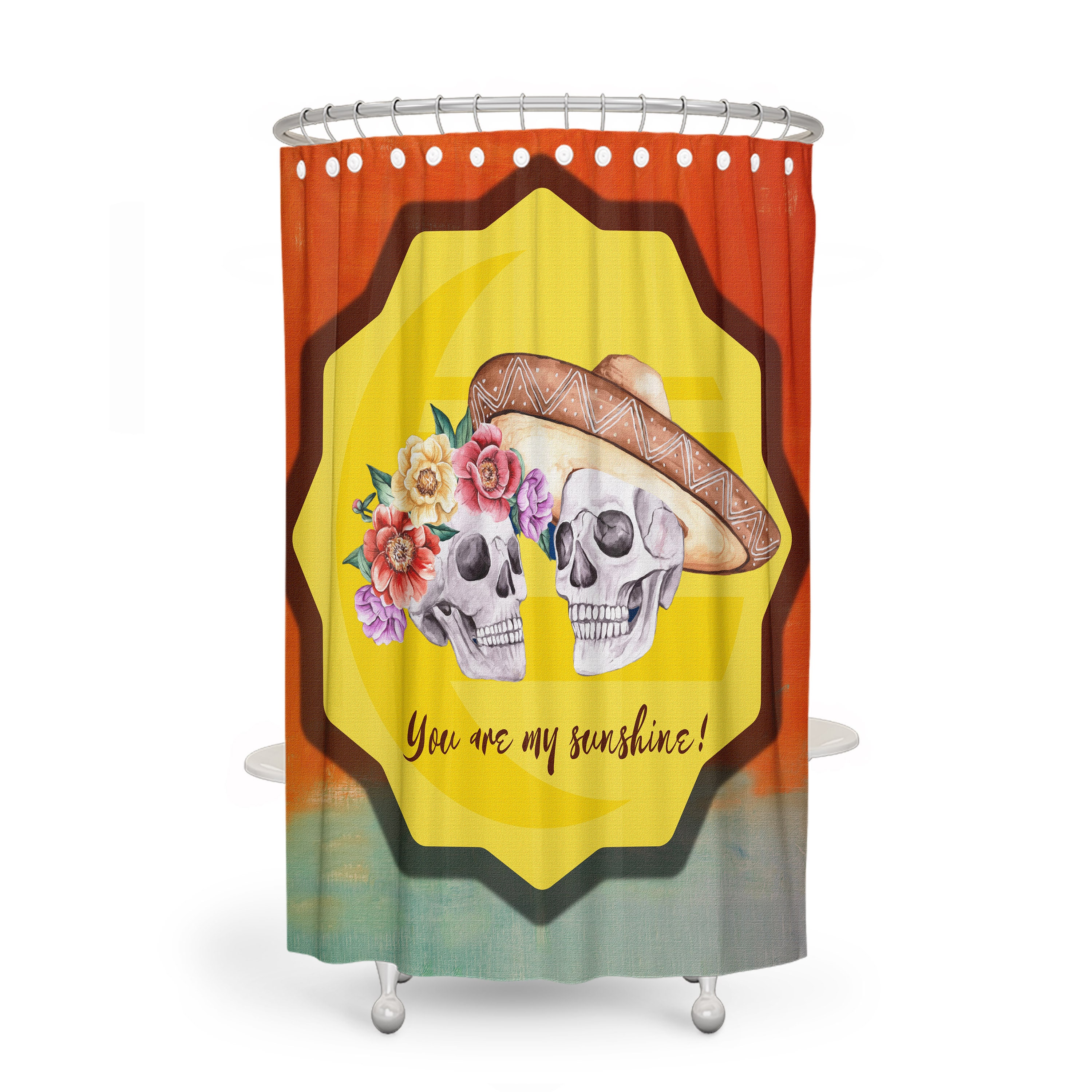 Sunshine and Skulls Shower Curtain Set with Optional Accessories - Image 2