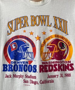 Super Bowl Xxii 1988 Redskins Broncos 80s Sweatshirt T-shirt Ideal Gift for NFL Fans