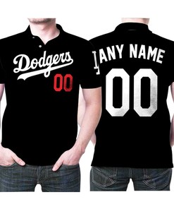 Support LA Dodgers in 2020 with Any Name 00 Mlb Team Black Jersey Polo Shirt in 3D