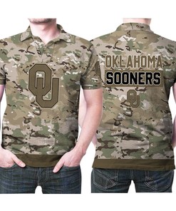 Support Oklahoma Sooners with Camo Pattern Polo Shirt Designed with US Flag and 3D Printing