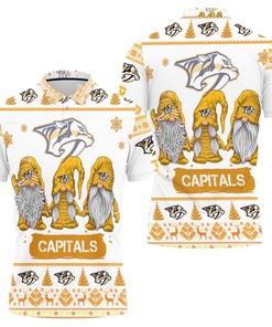 Support the Nashville Predators in Style with Christmas Gnomes on a 3D Polo Shirt with All-Over Print