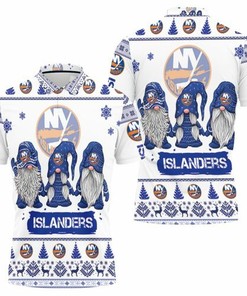 Support the New York Islanders in Style with Christmas Gnomes on a Breathable 3D All-Over Print Polo Shirt