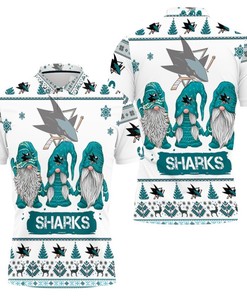 Support the San Jose Sharks in Style with Christmas Gnomes on a Fun 3D Polo Shirt with All-Over Print