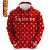 Supreme Luxury French All Over Print 3D Hoodie with Supreme Logo