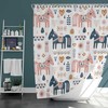 Swedish Forest Horses Shower Curtain | Dala Horse Nordic Animal, Bathroom Curtains and Mats | Home Bath Decor