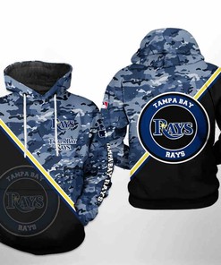 Tampa Bay Rays All Over Print Camo Team 3D Hoodie Zipper