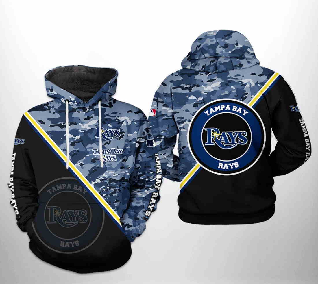 Tampa Bay Rays All Over Print Camo Team 3D Hoodie Zipper