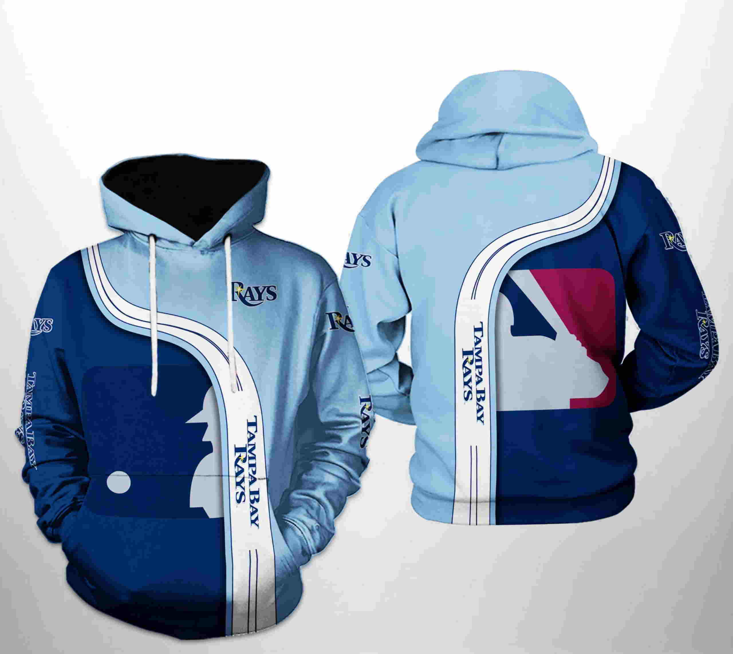 Tampa Bay Rays All Over Print MLB Team 3D Hoodie Zipper