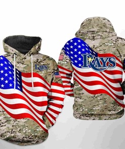 Tampa Bay Rays All Over Print US Flag Camo Veteran 3D Hoodie