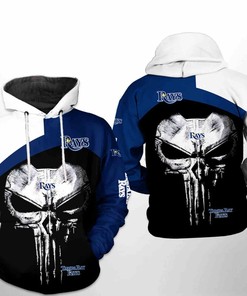 Tampa Bay Rays MLB Punisher Skull 3D Hoodie