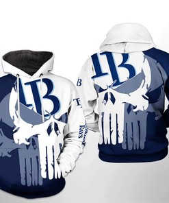 Tampa Bay Rays MLB Team Skull Zip Up Hoodie