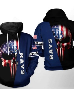 Tampa Bay Rays MLB US Flag Skull All Over Print Hoodie
