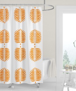Tangerine Orange Palm Fronds Shower Curtain | Modern Neutral Minimalist Style